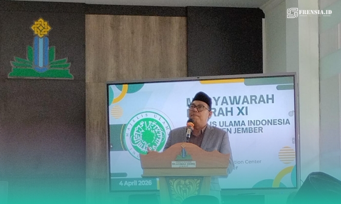 Rektor UIN KHAS Jember, Prof. Hepni Zain saat sambutan di pembukaan Musyawarah Daerah MUI ke-XI (Foto: Fadli/Frensia). 