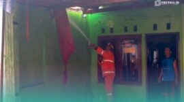 Petugas Damkar Jember  saat melakukan pemadaman di lokasi kebakaran (Foto: Istimewa). 