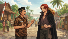 Percakapan Imajiner seorang calon kepala desa dengan Akagami No Shanks, belajar arti pengorbanan. Sumber: Gemini AI
