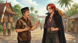 Percakapan Imajiner seorang calon kepala desa dengan Akagami No Shanks, belajar arti pengorbanan. Sumber: Gemini AI