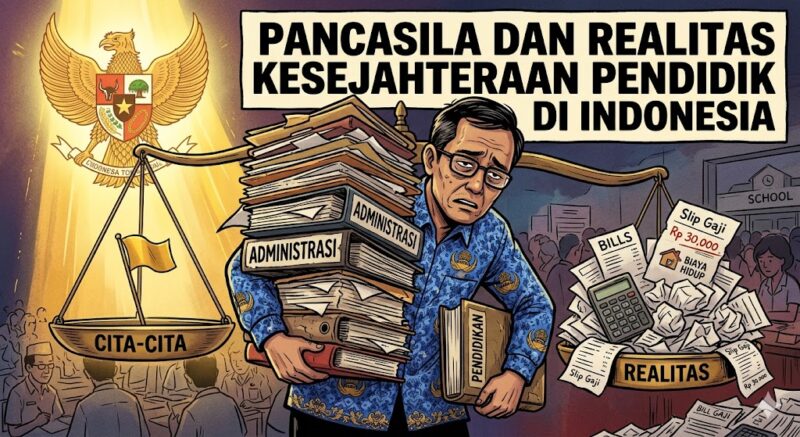 Ilustrasi gambar 'Pancasila dan Realitas Kesejahteraan Pendidik di Indonesia' (Gemini/Ai). 