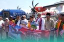 Prosesi peresmian saat pembukaan rute penerbangan baru Jember-Surabaya di Bandara Notohadinegoro (Foto: Sigit/Frensia). 
