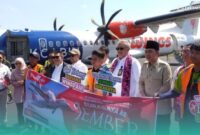 Prosesi peresmian saat pembukaan rute penerbangan baru Jember-Surabaya di Bandara Notohadinegoro (Foto: Sigit/Frensia). 