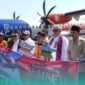 Prosesi peresmian saat pembukaan rute penerbangan baru Jember-Surabaya di Bandara Notohadinegoro (Foto: Sigit/Frensia). 