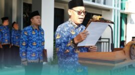 Rektor UIN KHAS Jember, Prof. Hefni Zain, saat sambutan pas acara peringatan Hari Lahir Pancasila 2026 (Foto: Humas UIN KHAS). 