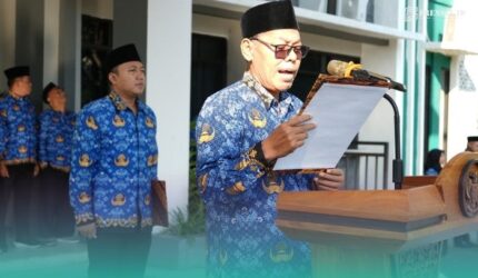 Rektor UIN KHAS Jember, Prof. Hefni Zain, saat sambutan pas acara peringatan Hari Lahir Pancasila 2026 (Foto: Humas UIN KHAS).