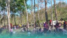 Suasana pengunjung saat di Wisata alam Sungai Kali Jompo, Desa Klungkung, Kecamatan Sukorambi, Jember (Foto: Sigit/Frensia). 