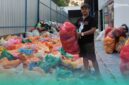 Muhammad Arif Yulianto, Pengelola Bank Sampah Krajan Kencong, Jember saat akan mengolah sampah plastik (Foto: Fadli/Frensia). 