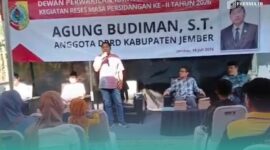 Anggota DPRD Kabupaten Jember, Agung Budiman, saat sambutan di acara reses di Kecamatan Rambipuji, Jember (Foto: Istimewa). 