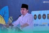 Bupati Jember, Muhammad Fawait, saat memberikan sambutan festival yang digelar oleh Kementerian UMKM di New Sari Utama Convention Hall (Foto: Fadli/Frensia). 