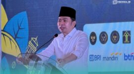Bupati Jember, Muhammad Fawait, saat memberikan sambutan festival yang digelar oleh Kementerian UMKM di New Sari Utama Convention Hall (Foto: Fadli/Frensia). 