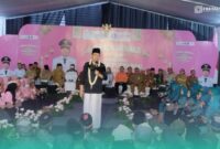 Bupati Jember, Muhammad Fawait, saat acara Bunga Desaku di Balai Desa Manggisan, Kecamatan Tanggul, Jember, pada Selasa (28/7/2026) (Foto: Fadli/Frensia). 