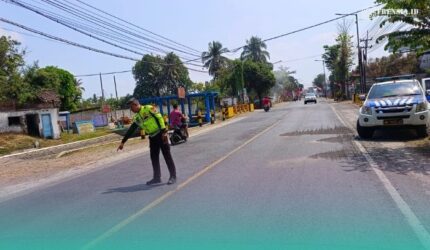 Pihak kepolisian saat mendatangani tempat kejadian kecelakaan di Kecamatan Tanggul (Foto: Satlantas Polres Jember).