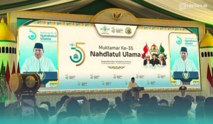 Presiden RI, Prabowo Subianto saat sambutan di Muktamar ke-35 Tambakberas, Jombang (Foto: Istimewa).