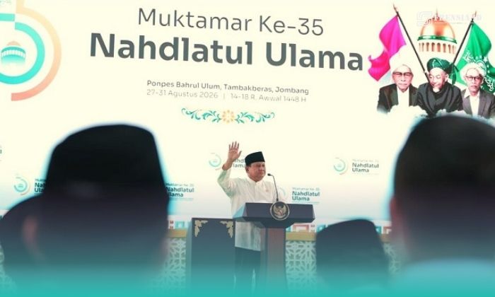 Presiden RI ke-8, Prabowo Subianto saat sambutan di Muktamar NU ke-35 Tambakberas, Jombang (Foto: Istimewa). 