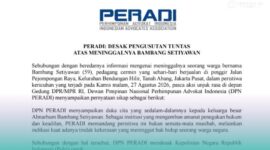 Surat pernyataan sikap PERADI terkait kematian penjual cermin di Pejompongan, Jakarta (Foto: Tangkapan layar dari website Peradi.id). 