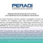 Surat pernyataan sikap PERADI terkait kematian penjual cermin di Pejompongan, Jakarta (Foto: Tangkapan layar dari website Peradi.id). 
