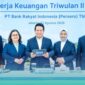 Direktur Utama BRI Hery Gunardi yang didampingi oleh Wakil Direktur Utama BRI Viviana Dyah Ayu R.K, Direktur Network dan Retail Funding BRI Aquarius Rudianto, Direktur Finance dan Strategy BRI Achmad Royadi dan Direktur Manajemen Risiko BRI Ety Yuniarti, setelah pemaparan kinerja capaian positif BRI hingga triwulan II 2026 (Foto: Humas BRI Pusat). 