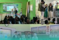 Mahasiswa KKN Kolaboratif, Desa Sidomulyo, Kecamatan Semboro, Jember saat memberikan edukasi tentang pemilahan sampah kepada siswa-siswi SD dan MI (Foto: KKN Kolaboratif Jember Tahun 2026). 