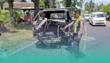 Gambar Adu Banteng Pick Up dan Truk di Tikungan Glenfalog Banyuwangi, 4 Orang Luka-luka (Sumber: Istimewa)