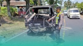 Gambar Adu Banteng Pick Up dan Truk di Tikungan Glenfalog Banyuwangi, 4 Orang Luka-luka (Sumber: Istimewa)