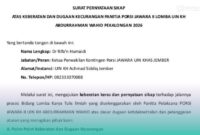 Salinan surat pernyataan sikap keberatan dan dugaan kecurangan panitia PORSI JAWARA II 2026 di UIN Gus Dur, Pekalongan, Jawa Tengah (Foto: Humas UIN KHAS). 