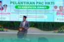 Bupati Jember, Muhammad Fawait, saat sambutan di acara pelantikan Pimpinan Anak Cabang (PAC) Himpunan Kerukunan Tani Indonesia (HKTI) se-Kabupaten Jember. (Foto: Fadli/Frensia). 