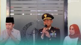 Komandan Kodim (Dandim) 0824/Jember, Letkol Inf Rifqi Muhammad Syuhada (tengah, pegang mikrofon), saat sambutan dalam acara peringatan Hari Ulang Tahun (HUT) ke-81 TNI di Makodim 0824/Jember. (Foto: Fadli/Frensia). 