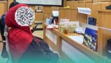 FE, Korban dugaan tindak pidana kekerasan seksual dan percobaan aborsi tanpa persetujuan perempuan saat di Polda Jatim. (Foto: Istimewa).