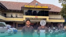 RW (kanan) bersama Penasehat Hukumnya Rizal Mahmudi (kiri), saat melaporkan peristiwa dugaan penipuan ke Kepolisian Resor (Polres) Lumajang, pada Senin (19/10/2026). (Foto: Istimewa). 