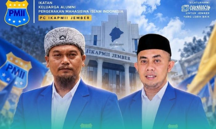 Hairul Syapril Sholeh, (kiri) dan Mohammad Erfan Agustian (kanan),   terpilih secara aklamasi sebagai Ketua dan Sekretaris Umum Ikatan Keluarga Alumni Pergerakan Mahasiswa Islam Indonesia (PC IKA PMII) Jember periode 2026–2031. (Foto: Istimewa). 