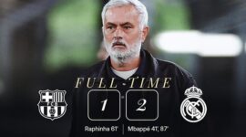 José Mourinho saat membawa Real Madrid menang 2-1 di Camp Nou (Foto : Instagram/@realmadrid).